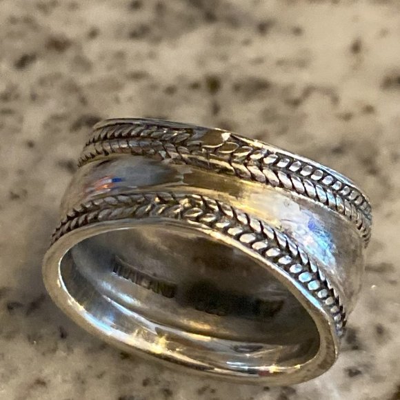 Vintage .925 Sterling Silver Cigar Band Ring, EUC - Picture 4 of 6